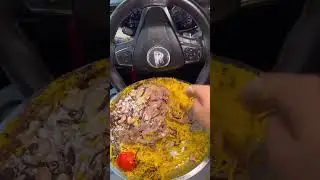 Chicken Biriyani Eating On Car #shorts #biriyani #satisfying