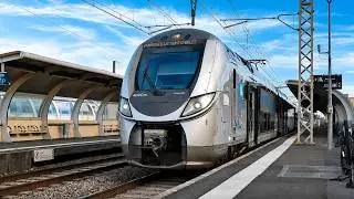 Trafic TER, TGV Atlantique/Euroduplex en gare de Cenon près de Bordeaux Aout 2019