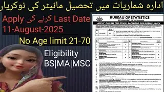 Tehsil Monitor Jobs 2025|How to online Apply for PSER Survey Punjab Tehsil Monitor | 982 Vacancies