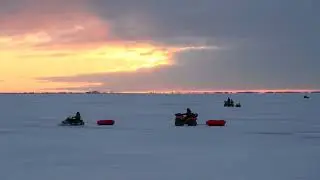 Frozen Lake St. Clair sunrise timelapse from Selfridge boat launch in Harrison Twp., MI 1.29.2026. 
