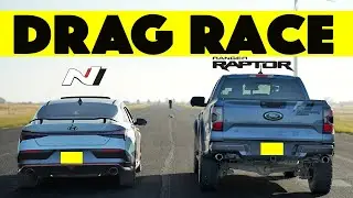 Ford Ranger Raptor Races Elantra N In A Drag And Roll Race