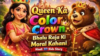 Queen Ka Color Crown 👑✨ | Bhalu Raja Ki Moral Kahani | Hindi 3D Kids Story