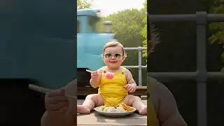 Train attack on baby for food eating | Evolution of baby ❤#cat #cute #love #shorts