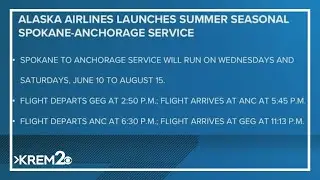 Alaska Airlines announced a new summer seasonal service from Spokane to Alaska