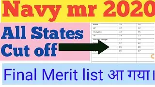 Navy mr final Merit cut off 2020| Navy mr Statewise cut off|