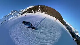 Courchevel 1850, VERDONS and VIZELLE gondola, riding from the top gondola(red piste)
