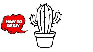 How to Draw Cactus 🌵 Easy Step by Step | Simple Drawing for Beginners