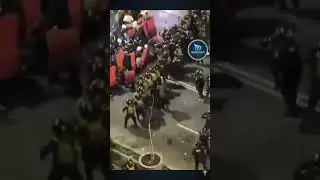 MASSIVE Police Clashes in Lima Aerial Footage  Riot Police Spray & Back Down Protesters  Peru Unrest