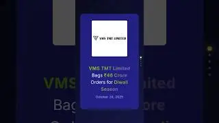 VMS TMT Limited размещает заказы на сумму 46 крор рупий к сезону Дивали #businessnews #indianstoc...