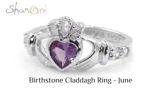 SL90AX, ShanOre Birthstone Claddagh Ring June