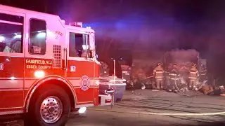 Fairfield NJ Fire Department operates at a dumpster fire 244 Route 46 West Feb 17th 2019