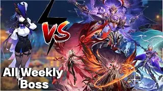 Solo C6R1 - Clorinde: All Weekly Domain Boss Fight Without Food Buff | Genshin Impact