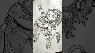 Cute Bal Hanuman Drawing | Lord Hanuman Pencil Sketch | Easy God Drawing for Beginners #inshot