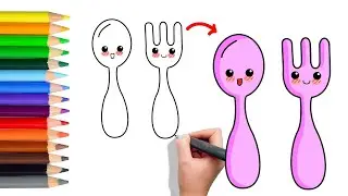 how to draw Spoon fork ?! step by step