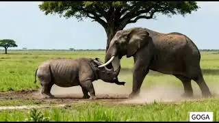 Cuộc chiến khó hiểu của tê giác 🦏 và  voi 🐘 rhino vs elephant. 🤩 @GoGa-lx 