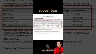 &ldquo;Budget 2026 | MAT Rate Reduced to 14%&rdquo; #budget2026