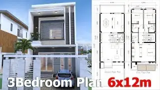 Modern Home Design Plan 6x12m with 5 Bedrooms