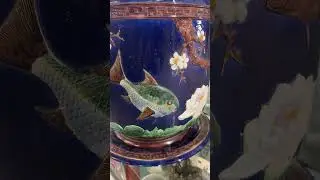 Guess the final bid on this unique Joseph Holdcroft majolica jardiniere ⬇️