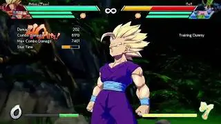 DBFZ teen gohan air dash falling double bomb example
