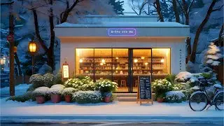 Warm Coffee Lights Along a Snowy Street ❄️ Peaceful Winter Lofi Music for Relaxation, Calm Work & N