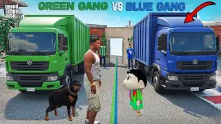 Franklin Green Gang Vs Shinchan Blue Gang Truck Race Challenge In GTA 5