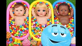 5 Minutes Satisfying Video Mixing Funny Candy ASMR & Make Up in 3 Bathtubs with Magic M&M's Slime