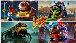 SchoolBus Monster vs Police car Monster vs School