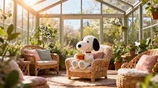 Sunlit Spring Greenhouse with Snoopy 🌸 Gentle Lofi for Focus, Relax & Slow Mornings