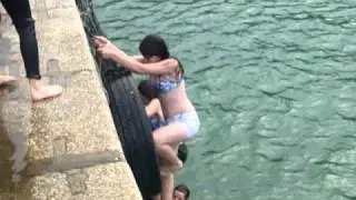 Jumping Off A Harbor Wall In Tenby