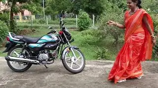 Hero HF Deluxe bs6 2023 model bike review revving and riding wearing saree