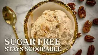 Мороженое без сахара со вкусом соленой карамели и пекана (очень сливочное, легко набирается ложко...