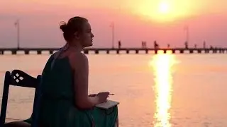 Woman Writing Diary Entry Outdoors Stock Video