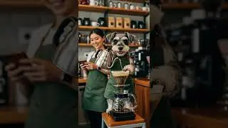 Welcome to Barista Schnauzer's Cafe!! #dog #cute #犬 #cafe #schnauzer