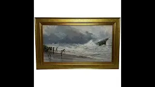 Victorian Watercolour: Cornish Shipwreck High Tide off Trebarwith Strand by Charles Sim Mottram RBA