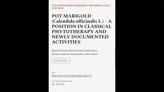 POT  MARIGOLD  (Calendula  officinalis  L.)  &ndash;  A  POSITION  IN  CLASSICAL  PHYTOTHER... | RTCL.TV