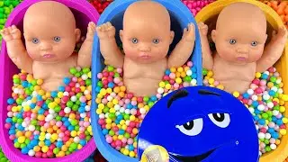 3 Minutes Satisfying Video Mixing Funny Candy ASMR & Make Up in 3 Bathtubs with Magic M&M's Slime