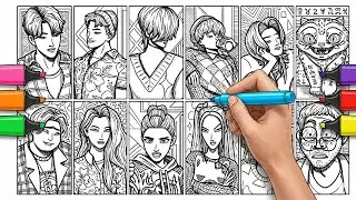 KPop Demon Hunters Coloring Pages | Full Cardboard  Satisfying Coloring Kpop Characters | DWH