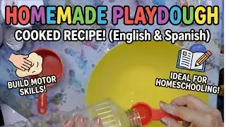 How to Make Homemade Playdough! Cooked Recipe (English & Spanish) | Fun Kids Activity