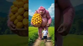 The pink monkey 🐒 brings mangoes 🥭 for Munna to eat | Pink Monkey story #shorts #ai #monkey #story