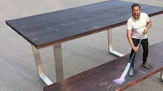 Making a Rustic Reclaimed Table & Bench // DIY Shou Sugi Ban Wood Finish (2019)