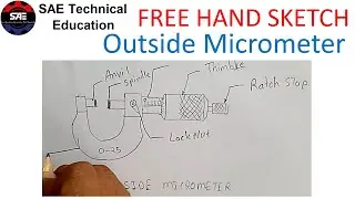 Outside micrometer | Free Hand sketch | free hand drawing |Engineering drawing | ED |