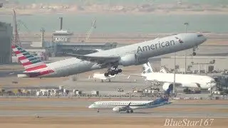 American Airlines Boeing 777-300ER (N721AN) takeoff from HKG/VHHH (Hong Kong - Chek Lap Kok) RWY 07R