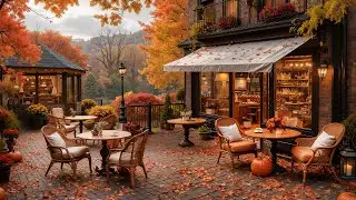Slow Jazz with a Peaceful Corner Cafe Space to Work 🍂 September Fall Morning & Falling Leaves