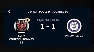 AS Evry-Courcouronnes - Paray F.C/ U14 (1-0) Premi&egrave;re mi-temps. 24/01/26 [Score final 1-1]