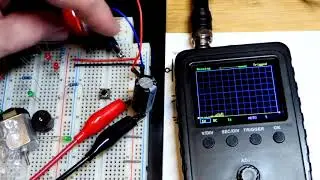 Quick discharging capacitor RC time constant circuit schematic to breadboard build and oscilloscope