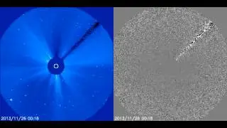 Comet ISON enters SOHO LASCO coronagraph view 11-27-13