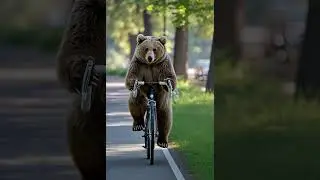 Bear Riding a Bike in the Park!  🚴🐻😂 #cute