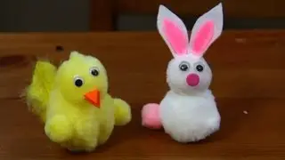 How to Make Pom Pom Easter Bunny and Chicks Craft