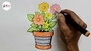  Flower Pot Drawing | Easy flower pot drawing Alcohol Markers 