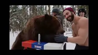 Russian Guys Arm Wrestle A Bear!